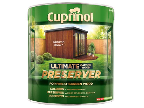 CUPGWPREAB4L Cuprinol Ultimate Garden Wood Preserver Autumn Brown 4 litre