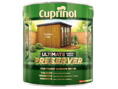 CUPGWPREGO4L Cuprinol Ultimate Garden Wood Preserver Golden Oak 4 litre
