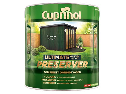 CUPGWPRESG4L Cuprinol Ultimate Garden Wood Preserver Spruce Green 4 litre
