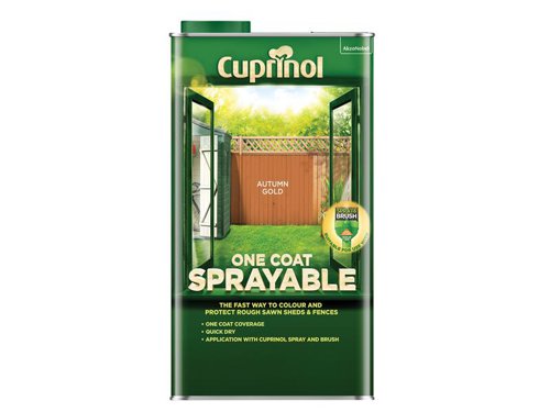 CUPNSFTAG5L Cuprinol One Coat Sprayable Fence Treatment Autumn Gold 5 litre