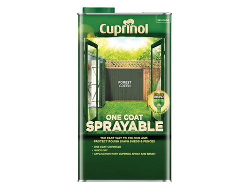 CUPNSFTFG5L Cuprinol One Coat Sprayable Fence Treatment Forest Green 5 litre