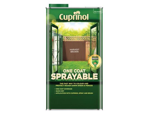 CUPNSFTHB5L Cuprinol One Coat Sprayable Fence Treatment Harvest Brown 5 litre