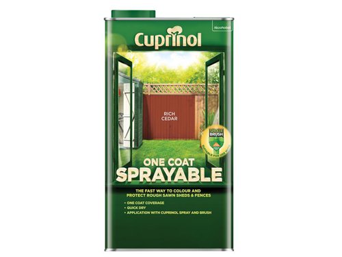 CUPNSFTRC5L Cuprinol One Coat Sprayable Fence Treatment Rich Cedar 5 litre