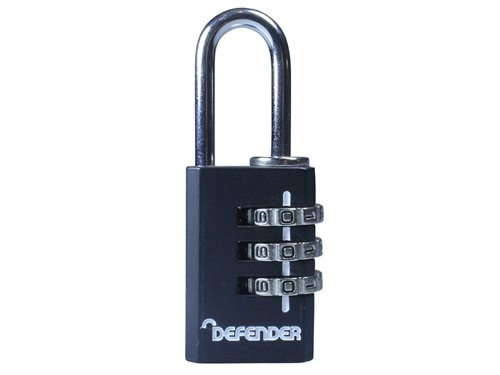 DEFENDER Black Die-Cast Combination Padlock 20mm