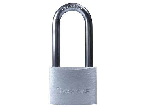 DEFENDER Aluminium Padlock Keyed Alike Long Shackle 40mm