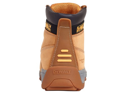 The DEWALT Apprentice Hiker Boots have nubuck and full grain leather uppers which are hard-wearing with an antibacterial insole with dual density seat. They are fitted with a steel toecap that has been tested to 200 joules. The sole is chemical and oil resistant and is made from EVA rubber.Available in Wheat or Brown.EN Test: CE EN ISO 20345-2011Safety Rating: SBSlip Rating: SRAThe DEWALT Apprentice Nubuck Hiker Boots have the following specification:Colour: Wheat.Size: UK 11 EUR 46