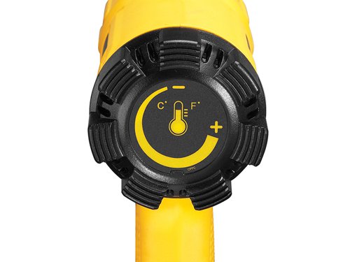 The DEWALT D26411 Heatgun has a durable design with added protection for the heating element. Lightweight ergonomics and a compact design increase comfort during application.The Heatgun has 2 airflows to maximise control in most applications. It comes with a large stable support stand to ensure safety in staionary applications and is supplied with 2 cone attachments to increase versatility for specific applications.Applications: Stripping paint.Shrinking packaging and wrapping. Softening adhesives and removing stickers. Automotive applications. Moulding and welding plastics. Softening metal pipes for bending. Shrinking cable ends. Loosening nuts and bolts. Thawing frozen water pipes.Specifications:Input Power: 1,800W. Airflow: 250/450 L/min. Air Temperature: 50-400C/50-600°CLength: 253mm. Height: 210mm.Weight: 0.8kg.