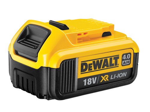 The DEWALT XR Slide Li-ion Battery Pack offers extended run time and optimised power to complete applications quickly. No memory effect and virtually no self-discharge for maximum productivity and less downtime. A LED state of charge indicator helps to manage charging/working time.Compatible with all 18V XR slide on tools and XR chargers.The DEWALT DCB182 XR Slide Li-ion Battery Pack offers extended runtime and optimised power to complete applications quickly. The lightweight design provides the user with upgraded 4Ah Power without increasing the size or weight. The battery has no memory effect and virtually no self-discharge, ensuring maximum productivity and less downtime.It is fitted with a LED State of Charge Indicator that helps to manage charging times. The battery pack has excellent electrical characteristics and is compatible with all DEWALT 18 Volt tools that except slide-on type batteries.