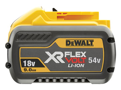 The DEWALT XR FlexVolt Slide Li-ion Battery stands at the forefront of cordless technology. The world’s first convertible 18/54V battery, offering unprecedented levels of power. Provides the unique ability to power heavy-duty construction power tools whilst still being compatible with existing DEWALT XR 18V products and offering increased run time.It offers users increased run time, over any of the 18V XR 4.0Ah or 5.0Ah Li-ion batteries.The DEWALT DCB547 XR FlexVolt Slide Battery 18/54V 9.0/3.0Ah Li-ion.