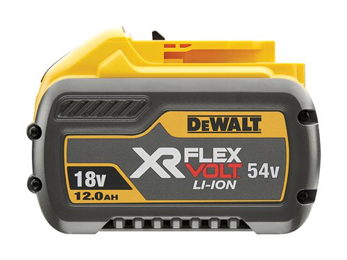The DEWALT XR FlexVolt Slide Li-ion Battery stands at the forefront of cordless technology. The world’s first convertible 18/54V battery, offering unprecedented levels of power. Provides the unique ability to power heavy-duty construction power tools whilst still being compatible with existing DEWALT XR 18V products and offering increased run time.It offers users increased run time, over any of the 18V XR 4.0Ah or 5.0Ah Li-ion batteries.The DEWALT DCB548 XR FlexVolt Slide Battery 18/54V 12.0/4.0Ah.