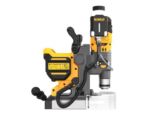 DEWALT DCD1623 XR Brushless Magnetic Drill with 2 speed mechanical transmission and 5 electronic variable speeds for optimal drilling speed with both small and large diameter bits. Its brushless motor provides corded drill performance and forward/reverse options make it convenient for tapping.The drill is fitted with a permanent magnet, with 9,9 KN of holding force to prevent accidental magnet deactivation. Lift-off detection detects excess rotation and automatically cuts power for increased user protection. There is also an on board LED light to illuminate the work surface.Comes as a Bare Unit, NO battery or charger supplied.Specifications:No Load Speed: 130-810/min.Magnetic Adhesion: 9.9KN.Max Capacity: Diameter: 50mm, Depth: 50mm.Height: 345.4mm.Weight (with Battery): 14.3kg.