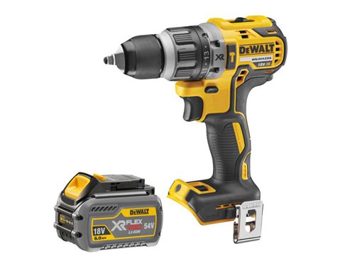 The DEWALT DCD796 XR Brushless Combi Drill has an ultra-compact, lightweight design makes it perfect for use in confined spaces. The 2-speed all-metal transmission provides increased run time and longer tool life with drill driver and hammer features for multiple applications.It offers a 15 position adjustable torque control for consistent screwdriving into a variety of materials. Intelligent trigger design allows for total control of application and it has an improved ergonomic design with rubber grip overmould.Part of the intelligent XR Lithium-ion Series for efficiency and making applications faster.Specifications:Chuck: 13mm Keyless.No Load Speed: 0-550/0-2,000/min.Impact Rate: 0-9,350/34,000/bpm.Torque: 27/70Nm, 15 Settings.Capacity: Steel 13mm, Masonry 13mm, Wood 40mm.The DCD796T1T XR Brushless Combi Drill is supplied with:1 x 18/54V 6.0/2.0Ah Li-ion Battery.1 x DCB118 Multi-Voltage Charger.1 x Belt Clip.1 x TSTAK™ Carry Case.