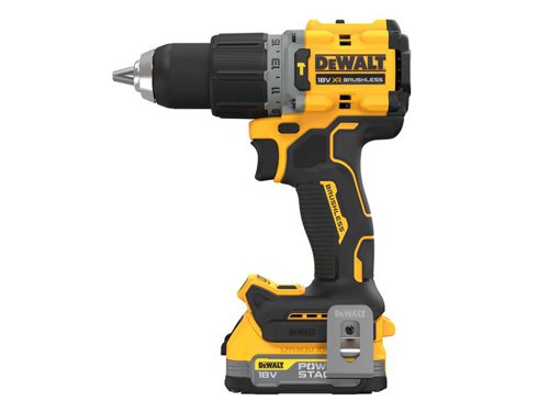 The DEWALT DCD805 XR Brushless G3 Combi has been engineered to give the greatest performance on the toughest jobsites, the 2 speed and 15 torque settings give the ultimate control over drilling and fastening applications.Its ultra-compact, lightweight design allows use in confined spaces, and fitted with an ergonomic, overmould rubber grip improving the user's comfort. The enhanced pivoting LED positioned on the foot offers greater visibility in dark, and confined spaces.POWERSTACK™ batteries deliver 50% more power* with a 25% smaller** footprint and work with all DEWALT 18V XR tools.* Regarding 50% more power: vs DCB183 battery, not in application.** Regarding 25% smaller pack and a more compact footprint: vs DCB183 battery.Specifications:Chuck: 13mm.No Load Speed: 0-650/2,000/min.Impact Rate: 34,000/bpm.Max. Torque: 90Nm.Capacity: Steel 13mm, Masonry 13mm, Wood 55mm.The DEWALT DCD805E2T XR Brushless G3 Combi is supplied with:2 x 18V 1.7Ah POWERSTACK™ Li-ion Batteries.1 x POWERSTACK™ Compact Charger.1 x TSTAK™ Carry Case.