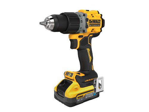 The DEWALT DCD805 XR Brushless G3 Combi has been engineered to give the greatest performance on the toughest jobsites, the 2 speed and 15 torque settings give the ultimate control over drilling and fastening applications.Its ultra-compact, lightweight design allows use in confined spaces, and fitted with an ergonomic, overmould rubber grip improving the user's comfort. The enhanced pivoting LED positioned on the foot offers greater visibility in dark, and confined spaces.POWERSTACK™ batteries deliver 50% more power* with a 25% smaller** footprint and work with all DEWALT 18V XR tools.* Regarding 50% more power: vs DCB183 battery, not in application.** Regarding 25% smaller pack and a more compact footprint: vs DCB183 battery.Specifications:Chuck: 13mm.No Load Speed: 0-650/2,000/min.Impact Rate: 34,000/bpm.Max. Torque: 90Nm.Capacity: Steel 13mm, Masonry 13mm, Wood 55mm.The DEWALT DCD805H2T XR BL G3 Combi is supplied with:2 x 18V 5.0Ah POWERSTACK™ Li-ion Batteries.1 x POWERSTACK™ Compact Charger.1 x TSTAK™ Carry Case.