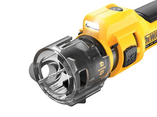 The DEWALT DCE555 XR Drywall Cut Out Tool has a brushless motor enabling fast and clean cutting on a variety of wall paneling. Itâ€™s forward-positioned on-off button enables easy actuation. Tool-free bit change enables fast bit change without the need for a wrench.Comes as a Bare Unit, NO battery or charger supplied.Supplied with: 1 x Drywall Cutting Bit, 1 x General Purpose Bit, 1 x 6.4mm (1/8in) Collet, 1 x 3.2mm (1/4in) Collet and 1 x Adjustable Depth Stop.Specifications:Collect Size: 1/4in, 1/8in.No Load Speed: 26,000/min.Weight: 1.1kg (without battery).