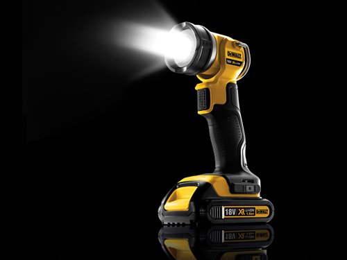 The DEWALT DCL040 is the latest generation 18 Volt Work Light, using LED Technology and featuring new XR Li-ion technology. It has a compact, lightweight design with impact resistant housing and improved ergonomic design and rubber grip increase comfort.The LED Bulb producing 110 Lumen output (10,000Hr Life) with a 2 zone light pattern with the flashlight head pivots more than 90 degrees vertically with ratchet lock. The Flashlight includes an integrated hook for hanging and can be used free standing, with belt clip.PLEASE NOTE: 18 Volt Battery and charger sold separately.Specifications:Bulb Type: LED.Height: 240mm.Length: 115mm.Weight: 260g.