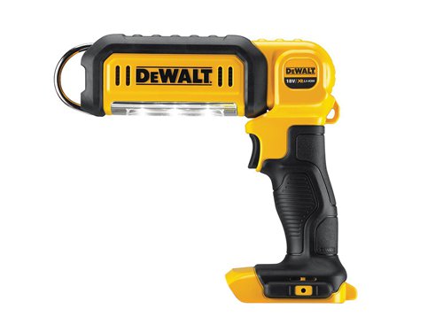 The DEWALT XR Li-ion Handheld LED Work Light is perfect for inspecting areas without electricity or natural light. Fitted with variable light settings for maximum brightness or extended run time and a 250-500 lumen output with A broad and even beam pattern.The articulating head has nine positions for directional control of the light output and an extendable hanging hook allows the work light to be suspended during use.Battery and Charger are NOT included.Specifications:Bulb Type: LED. Light Output: 250-500 lumens. Protection Class: IP54. Height: 345mm. Length: 95mm.