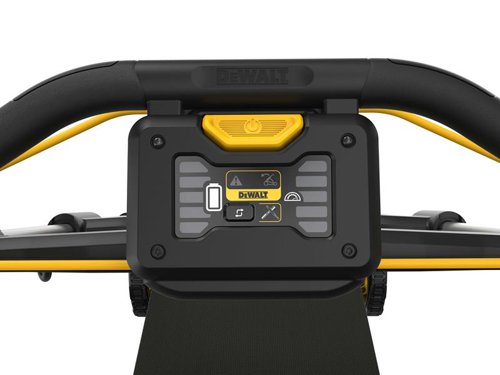 DEWALT DCMWP500 FlexVolt XR Push Mower with Direct Drive Brushless Autosensing Motor for improved run time, better cut quality and reduced stalling. Its 53cm high efficiency metal deck provides added durability. It offers Mulching, Bagging or Rear Discharge for natural lawn fertilisation or clip free lawn.Fitted with an ergonomic handle for easy and comfortable steering. A handy user interface incorporates a load meter allowing real time feedback. Easy 'One Touch Storage'. At the touch of a button, the telescopic handles fold down. This mower can be stored vertically, takes up 70% less space in vertical storage vs in operation.Comes as a Bare Unit, NO battery or charger supplied.Specification:Cutting Width: 48cm.Cutting Height Adjustment: 25, 35, 45, 60, 85mm.Grass Box Capacity: 55 litre.