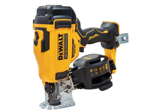 The DEWALT DCN45R XR Brushless Roofing Coil Nailer is ideal for fencing and flooring contractors, and roofers. Specifically designed for roofing felt and vapour barriers, it can also be used for flashing, siding, cladding, sub-flooring and fencing.Designed with an optimised centre of gravity for ease of use. The high-efficiency brushless motor provides optimum efficiency and reliability. It has a tool-free depth of drive adjustment to ensure accurate placement of nail. With a 3-position canister floor to optimise nail feed and reduce jamming. A tool-free stall release returns the driver blade after a jam occurs. The durable nail canister has windows, enabling you to monitor the nail level.Specifications:Nail Length: 19-45mm.Nail Diameter: 3.05-3.40mm.Nail Capacity: 120.Weight: 3.4kg.The DEWALT DCN45RNN XR Brushless Roofing Coil Nailer comes as a Bare Unit - No Battery or Charger supplied.