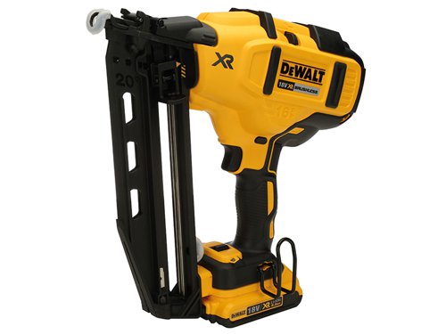 The DEWALT DCN660 XR Brushless Second Fix Nailer with brushless motor technology, offering runtime cannot be beaten in a compact package. It has a compact, lightweight and ergonomic design which makes the tool easy and comfortable to use, but durable enough for the worksite environment. The depth of drive can be easily adjusted using the handy thumb wheel depth adjuster.The mechanical rather than gas operation offers low running costs and consistent performance, even at low temperatures. Sequential mode allows for precision placement and the bump operating mode provides the user with production speed of up to 4 nails per second. For safety the nailer has a trigger and contact trip lock-off and prevents accidental dis-charge of fastener. The tool free stall/jam clearance minimises down time.Specifications:Fires 16 Gauge Nails 32-63mm, Diameter: 1.6mm.Magazine Angle: 20°.Magazine Capacity: 110 Nails.Magazine Loading: Rear Load.Trigger Type: Bump & Sequential.Size (LxWxH): 310 x 95 x 305mm.Temperature Range: -20 to 50°C.Weight: 2.7kg.The DEWALT DCN660D2 XR Brushless Second Fix Nailer 18 Volt comes with:2 x 18 Volt 2.0Ah Li-ion Batteries. 1 x Multi-Voltage XR Li-ion Charger.1 x Heavy-Duty Carrying Case.