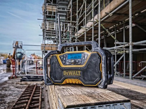 The DEWALT DCR029 Compact Bluetooth® Radio is a compact and robust DAB(+) AM/FM jobsite radio and can be powered by mains or by DEWALT 12-18V XR Li-ion batteries, including XR FlexVolt batteries. It also streams audio from any Bluetooth® enabled device.The 30W speakers and customisable equalizer provide excellent sound quality. Jobsite ready, with an integrated roll cage for increased protection and handle for easy transportation. There's also a USB charging port and auxiliary input to allow wired connection of other devices.Bare Unit - No Battery or Charger supplied.Specifications:Radio Range: DAB(+) AM/FM.Input Power: Battery 12-54V Li-ion, DC 230/240V.Dimensions: 300 x 220 x 170mm.Weight: 3.6kg.