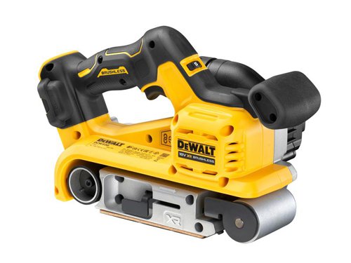 The DEWALT DCW220NT XR 18V Belt Sander has a brushless motor for extended durability, efficiency and power. It also has a high no load speed, which is variable to provide ultimate speed and application control.The sander features a direct AIRLOCK dust port and wireless tool control to ensure a cleaner and safer jobsite. WTCâ„¢ allows for remote switching on of the dust extractor when the sander is started (requires compatible DEWALT dust extractor). A quick-release belt change system allows sanding belts to be changed effortlessly. Class leading DEWALT ergonomics ensure maximised comfort and safety.Supplied in a T-STAK VI Kit Box. Includes:Dust Bag.Rotating Dust Port.Sanding Belt, 80 Grit.Bare Unit, No Battery or Charger supplied.Specifications:Belt Speed: 320m/min.Belt Size: 75 x 533mm.Weight: 3.0kg.