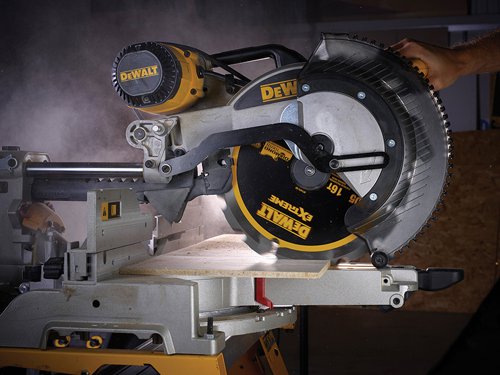 The DEWALT Extreme Cement Saw Blade features synthetic PCD (Polycrystalline Diamond) tipped teeth. These PCD coated teeth provide 100% longer life in fibre cement than TCT tipped blades. The laser cut blade features anti-vibration body slots and precision ground tips. The blade design also helps to reduce dust production when cutting fibre cement materials.Suitable for cutting a range of materials including fibre cement board, laminate/pre finished flooring, MDF, plywood, etc.This DEWALT Extreme PCD Fibre Cement Saw Blade has the following specification:Blade Diameter: 305mm.Bore Size: 30mm.Tooth Count: 16.Kerf Thickness: 2.4mm.Plate Thickness: 1.8mm.Grind: FTOP.Rake Angle: 12°.