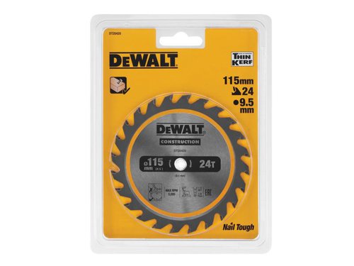 DEWALT DT20420 TCT Construction Circular Saw Blade 115 x 9.5mm x 24T