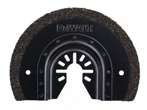 The DEWALT Multi-Tool Blade has carbide grit and is designed for fast and effective grout removal.The blade is quick and easy to change and fits all common oscillating tools.Specifications:Blade Length: 25mm. (0.98in).Blade Diameter: 95mm. (3.74in).Blade Thickness: 3mm.