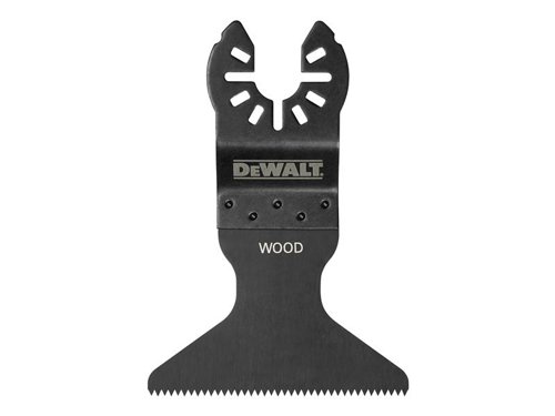 DEWALT DT20734 Fastcut Wide Wood Multi-tool Blade. Suitable for a wide range of cutting applications, including wood, plasterboard and PVC. UNIVERSAL FITMENTâ„¢ for adaptor-free use with all major oscillating tool brands. Durable enough to tackle tough jobs.Specifications:Width: 65mm.Length: 43mm.