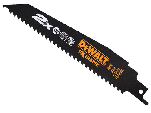 DEWALT 2X Life Wood & Nail Reciprocating Blade 152mm x 6 TPI Pack of 5