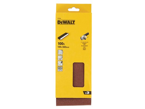 DEWDT3316QZ DEWALT Sanding Belt 560 x 100mm 100G Pack of 3