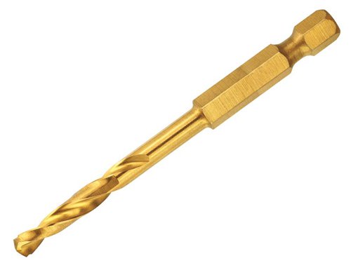 The DEWALT Impact Titanium Drill Bits are for use in alloyed and unalloyed steels up to 900N/mm² tensile strength, sheet metal and thin-walled profile material, where exact and clean drilling is required. The pilot point penetrates material faster and allows precise drilling on curved surfaces. Titanium coating for increased wear resistance, corrosion resistance and up to 2x life.This DEWALT Impact Titanium Drill Bit has the following specifications:Size: 8.0mm.Overall Length: 102mm.Working Length: 50mm.