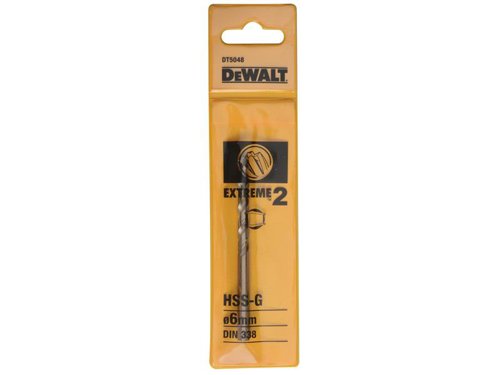 DEWDT5048QZ DEWALT Extreme 2 Metal Drill Bit 6.0mm OL:93mm WL:57mm