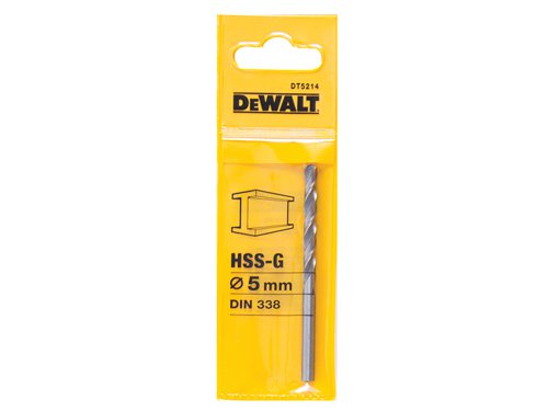 DEW HSS-G Jobber Drill Bit 5.0mm OL:86mm WL:56mm