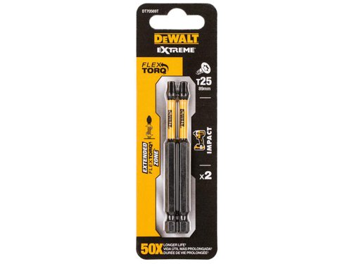 DEW Impact Torsion Bits TX25 x 85mm (Pack 2)