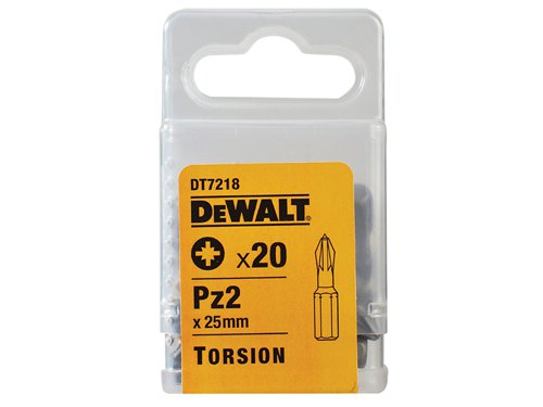 DEWDT7218QZ DEWALT DT7218 Torsion Bits PZ2 x 25mm (Pack 20)