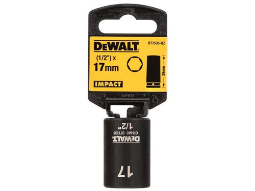 DEW DT7535 1/2in Shallow Impact Socket 17mm
