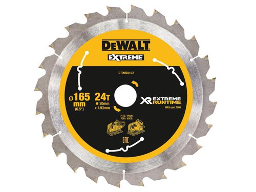 DEW XR FlexVolt Plunge Saw Blade 165 x 20mm x 24T