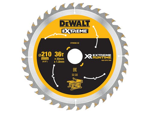 DEWALT XR FlexVolt Table Saw Blade 210 x 30mm x 36T