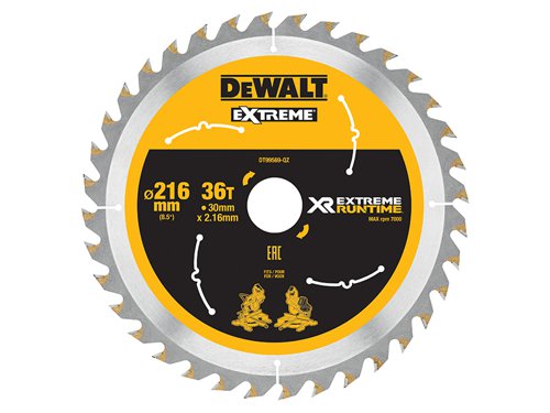 DEWALT XR FlexVolt Circular Saw Blade 216 x 30mm x 36T