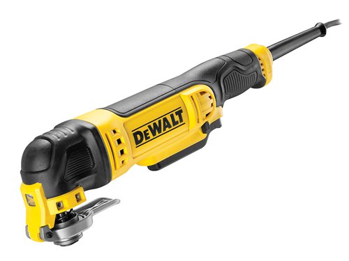 The DEWALT DWE315B Corded Multi-Tool is fitted with a powerful motor and a variable speed trigger for complete control. For ease of use, it features quick accessory change and adjustment, no hex key required. The body features superior ergonomics, the soft comfort grip helps to reduce user fatigue whilst improving control.It is supplied with a 28 piece accessory set that contains:1 x Rigid Scraper.1 x Sanding Platen.25 x Sanding Sheets (Assorted Grades).Plus:1 x Universal Adaptor.2 x Hex Keys: 3mm and 5mm.1 x Tool Bag.Specifications:Input Power: 300W.No Load Speed: 0-22,000/min.Weight: 1.5kg.
