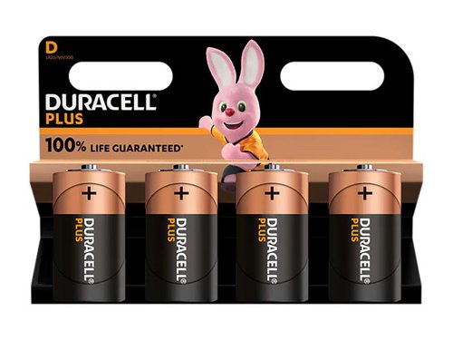 Duracell D Cell +100% Plus Power Batteries (Pack 4)