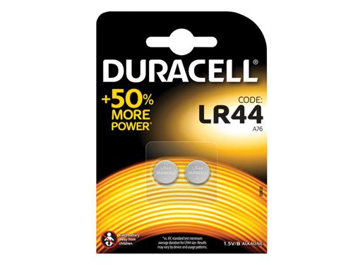 DURLR44 Duracell LR44 A76 Button Battery (Pack 2)