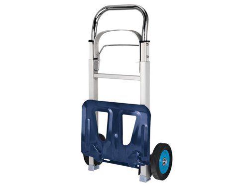 The Einhell BT-HT90 folding truck is ideal for gardening, home or workplace with a 90kg capacity carrying weight.It is sturdy in construction, has rubber wheels with metal bushings and an extendable handle for easy load moving.A strong, lightweight aluminium frame with a fold-away supporting blade makes this trolley ideal for storage in a small area or to hang in shed or garage.Specification:Load Capacity: 90kgSize Folded: 710 x 380 x 190mmSize Opened: 1,070 x 380 x 410mmWeight: 5.6kg