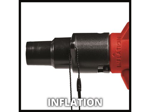 The Einhell CE-AP 18 Li-Solo Power X-Change Air Pump can be used for inflating rubber dinghies, air mattresses and leisure items or as a workshop blower and for cleaning working surfaces. With the help of a two valve adapters, flexible application is ensured. The locking switch allows effortless work, and the LED light ensures optimal lighting even in low lighting conditions. The ergonomic handle increases ease of use. Offers wireless freedom as a member of the Power X-Change family. Comes as a Bare Unit, NO battery or charger. Specifications:Max. Operating Pressure: 0.053 bar.Max. Air Flow: 670 l/min.Max. Idle Speed: 18,700/min.Weight: 0.37kg.