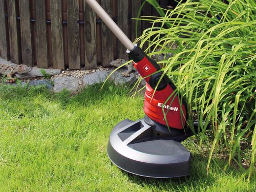 The Einhell GC-ET 4530 Electric Grass Trimmer is a practical and powerful tool that helps you to maintain your garden through effortless trimming in hard-to-reach areas of the garden.Powered by a robust electric motor. Its motor head can be rotated through 180° and tilted to four different positions for user-friendly cutting along vertical surfaces. The housing and additional handle are made of high-grade, impact-resistant plastic.Fitted with an infinitely adjustable, aluminium, telescopic handle and an additional adjustable handle, thus enabling tireless operation. A practical edge roller guides the trimmer along all types of borders. There is also a flower guard that ensures you don't accidentally trim cherished flowers. Thanks to the fully automatic line feed system, the twin line is comfortable to adjust and produces a very clean cut.With cable strain-relief protection that protects the power cable from wear and damage, while the additional guard hood protects the user from small objects that are thrown up such as stones or splinters.Complete with 3 x thread spools for a practical grass trimmer set.Specification:Input Power: 450WLine Cutting Speed: 8,800/min.Cutting Width: 30cmLine Diameter: 1.4mmLine Supplied: 10mWeight: 2.64kg