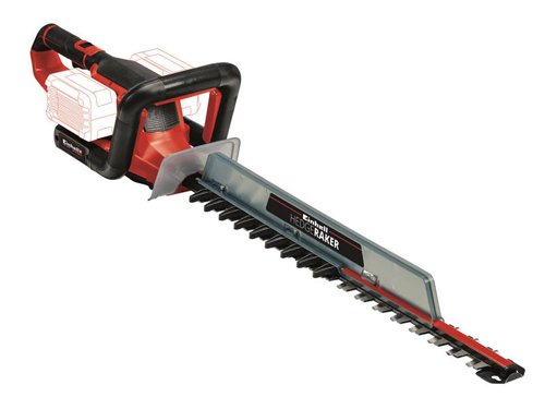 The Einhell GE-CH 36/65 Li-Solo Power X-Change Hedge Trimmer is a powerful and cordless tool which provides unlimited freedom when working in the garden. Powered by two 18V batteries (NOT SUPPLIED). Its cutters are made of laser-cut and diamond-ground steel and, just like the metal gear unit, are designed for a long life.Fitted with a rotating handle, ergonomic slimline front handle and microswitch that make it comfortable to work with. It has an aluminium cover for the cutters, and an impact guard with holder for wall hanging and a sturdy cutter guard for storage and transport are also included. There is a practical cuttings collector.Comes as a Bare Unit, NO battery or charger supplied.Specification:Strokes at No Load: 2,700/min.Blade Length: 72cm, 30mm GapCutting Length: 65cmWeight: 4kg