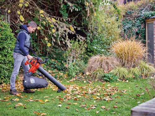 The Einhell GE-CL 36/230 Li E-Solo Leaf Vacuum makes light work of clearing up leaves, needles and small twigs around the garden. Clearing leaves and other organic material from your garden helps to reduce the risk or slips and falls on paved paths, patios etc.For maximum blowing power, there is an integrated turbo switch. Electronic speed enables power on your preference. An ergonomic handle with a soft grip and anti-vibration function makes handling easy and comfortable. There is also an adjustable additional handle and an adjustable carrying strap for added comfort. Fitted with two, height-adjustable guide wheels. The cleaning opening is fitted with a safety switch and there is a 45 litre catch bag with a window so that you can always see how full it is.Powered by 2 x 18V Power X-Change Batteries (NOT supplied).Supplied with: 1 x Wide Suction Tube and 1 x Narrow Suction Tube.Specification:Idle Speed: 8,000-14,000/min.Air Speed: 230km/hr.Max. Suction Power: 700m³/hr.Bag Capacity: 45 litreWeight: 5.75kg