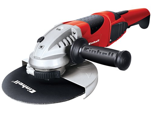 The Einhell TE-AG230 Angle Grinder is an affordable performance-driven DIY tool. The soft start facility ensures this powerful angle grinder provides a comfortable start-up for users, which eases into a robust and powerful grinding performance over a short period of time. This provides added safety and comfort for users.Suitable for the more difficult tasks, due to its powerful metal gearing system. Further benefits include the keyless disc guard adjustment for quick adjustment depending on the job, spindle lock and the 3-postitional front handle.Specifications:Input Power: 2,000 Watt.No Load Speed: 6,500/min.Disc Diameter: 230mm.Weight: 5.4kg.